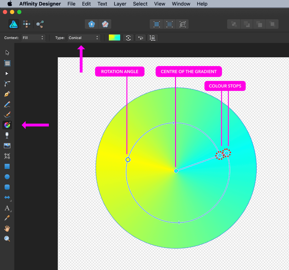 affinity designer gradient conical