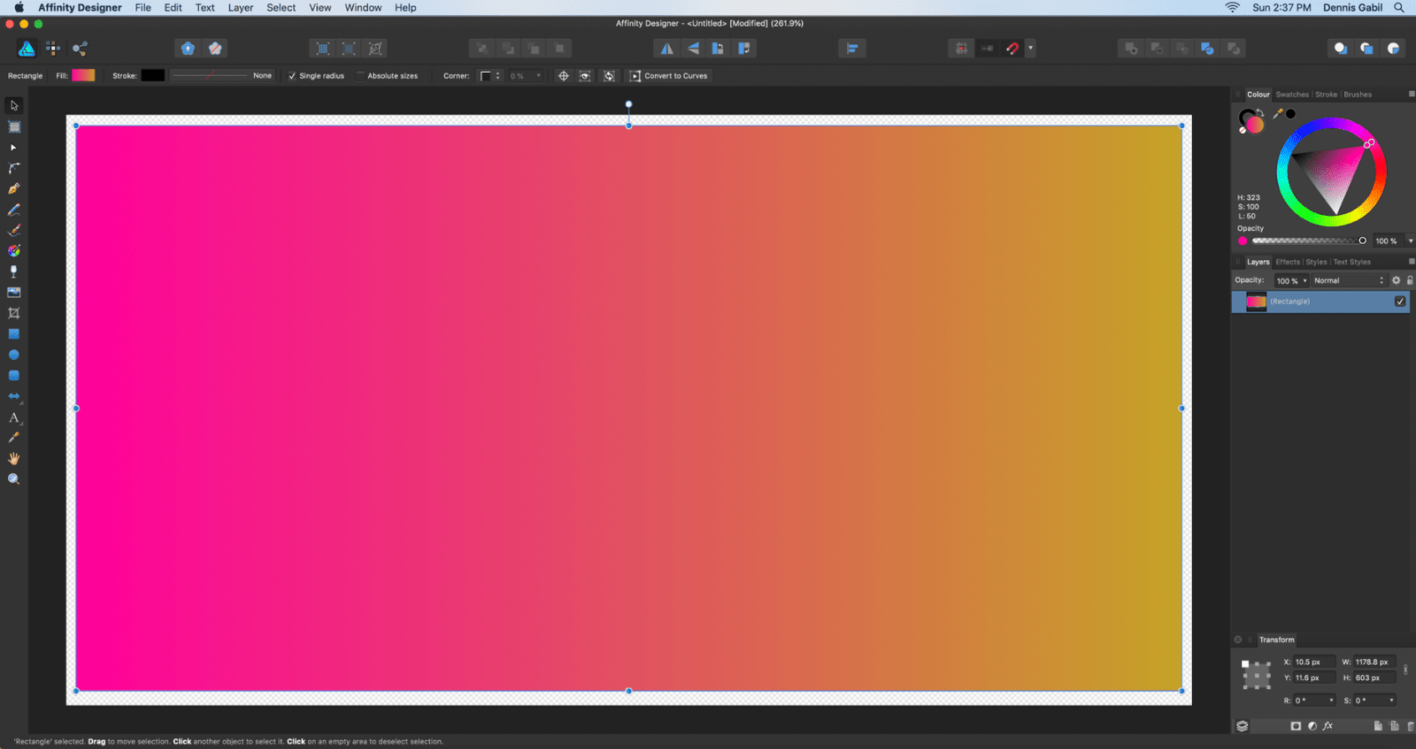 affinity designer linear gradient
