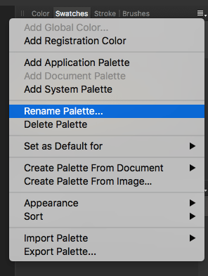 affinity designer rename palette