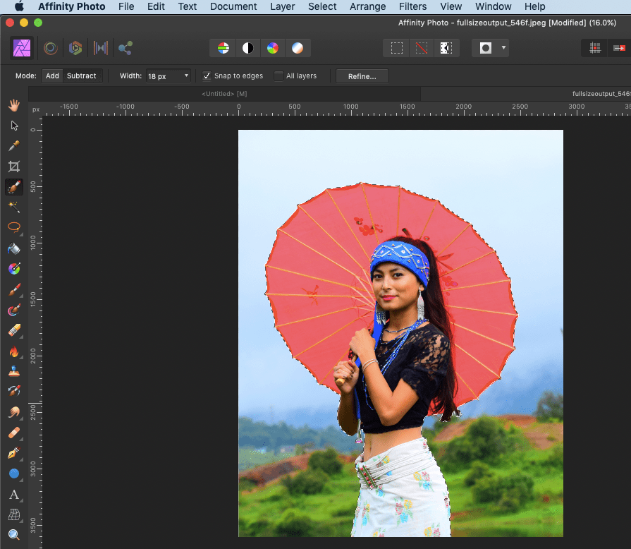 affinity photo blur background selection
