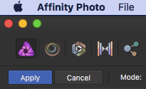 affinity photo crop apply button