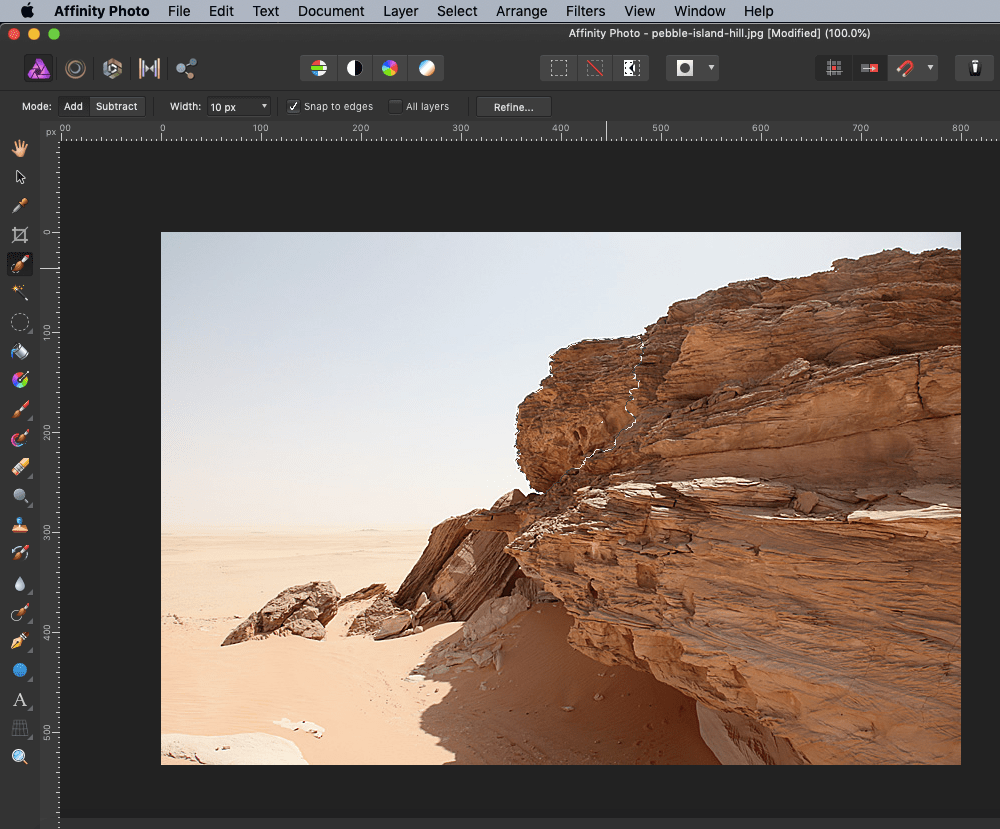 affinity photo hill rock selection