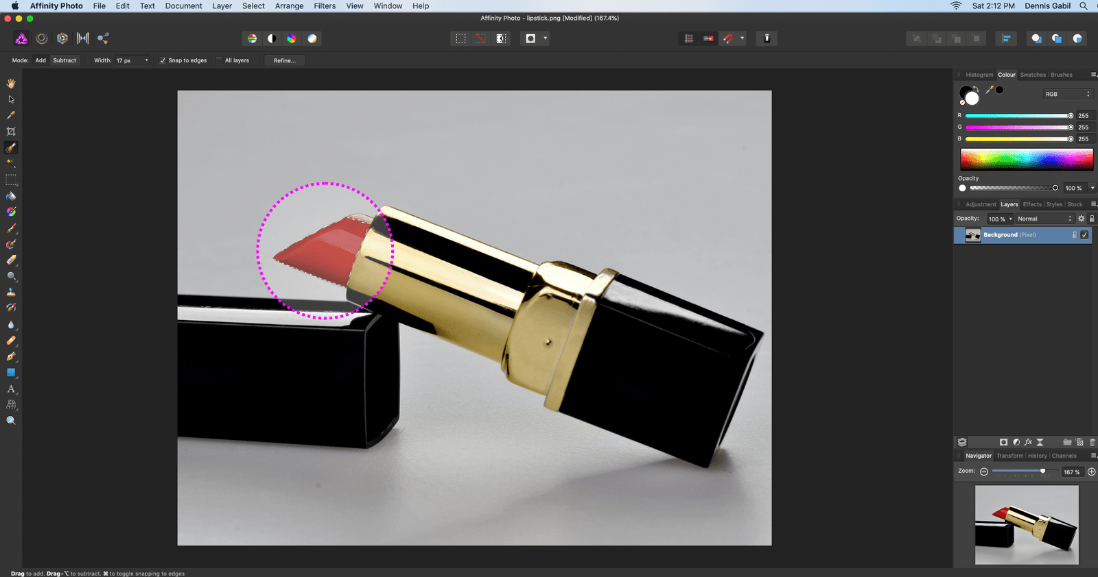 affinity photo lipstick add selection