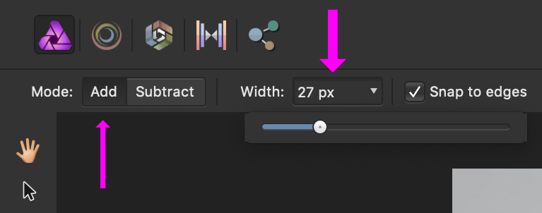 affinity photo lipstick selection mode width