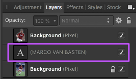 affinity photo van basten text layer middle