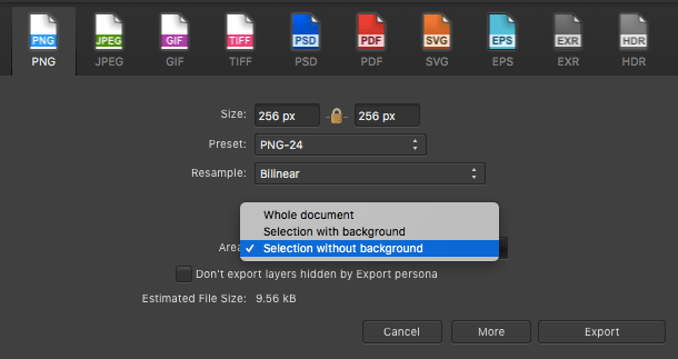 affinity designer flat icon export as png