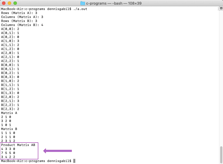 matrix multiplication example