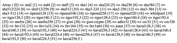 php hash algorithm