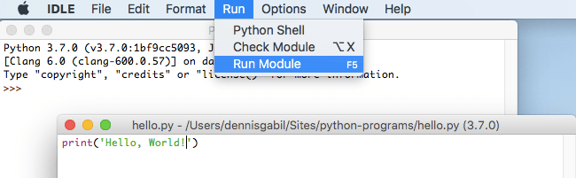 python IDLE run module