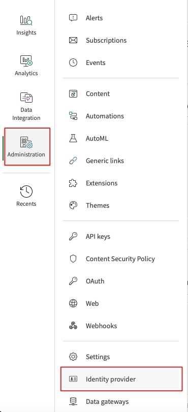 qlik cloud admin identity provider