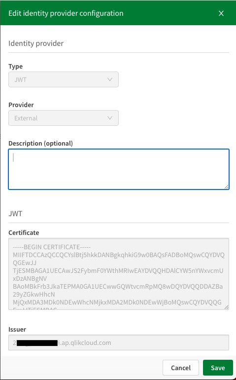qlik cloud jwt identity provider